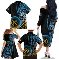Proudly Ni-Van Sandroing Inspired Family Matching Off The Shoulder Long Sleeve Dress and Hawaiian Shirt Sanma Classic Style