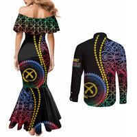 Proudly Ni-Van Sandroing Inspired Couples Matching Mermaid Dress and Long Sleeve Button Shirt Shefa Classic Style LT7 - Polynesian Pride