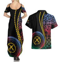Proudly Ni-Van Sandroing Inspired Couples Matching Summer Maxi Dress and Hawaiian Shirt Shefa Classic Style LT7 - Polynesian Pride