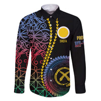 Proudly Ni-Van Sandroing Inspired Family Matching Mermaid Dress and Hawaiian Shirt Shefa Classic Style LT7 Dad's Shirt - Long Sleeve Colorful - Polynesian Pride