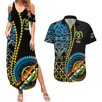 Proudly Ni-Van Sandroing Inspired Couples Matching Summer Maxi Dress and Hawaiian Shirt Torba Classic Style LT7 Colorful - Polynesian Pride