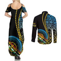 Proudly Ni-Van Sandroing Inspired Couples Matching Summer Maxi Dress and Long Sleeve Button Shirt Torba Classic Style LT7 - Polynesian Pride
