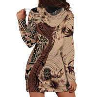 Bula Fiji Hoodie Dress Shark Tail Beige Masi Tapa