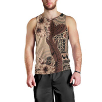 Bula Fiji Men Tank Top Shark Tail Beige Masi Tapa