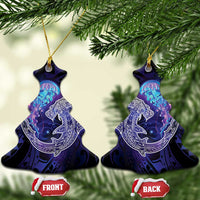 Polynesian Aumakua Ceramic Ornament Jellyfish with Shark LT7 Christmas Tree Teal Purple - Polynesian Pride