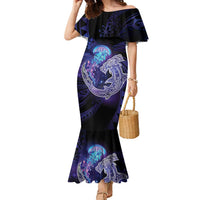 Polynesian Aumakua Family Matching Mermaid Dress and Hawaiian Shirt Jellyfish with Shark - Polynesian Pride