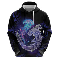Polynesian Aumakua Hoodie Jellyfish with Shark - Polynesian Pride