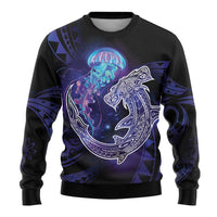Polynesian Aumakua Ugly Christmas Sweater Jellyfish with Shark LT7 - Polynesian Pride