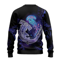 Polynesian Aumakua Ugly Christmas Sweater Jellyfish with Shark LT7 - Polynesian Pride