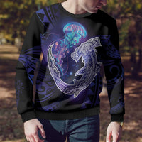 Polynesian Aumakua Ugly Christmas Sweater Jellyfish with Shark LT7 - Polynesian Pride