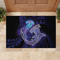 Polynesian Aumakua Rubber Doormat Jellyfish with Shark LT7 Teal Purple - Polynesian Pride