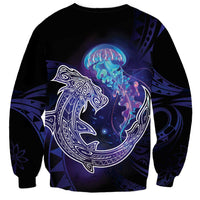 Polynesian Aumakua Sweatshirt Jellyfish with Shark LT7 - Polynesian Pride