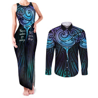 Aotearoa Maori Te Whai Rahi Couples Matching Tank Maxi Dress and Long Sleeve Button Shirt Tala - Nowhere You Could Go That I Won't Be With You - Polynesian Pride