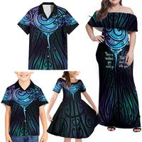Aotearoa Maori Te Whai Rahi Family Matching Off Shoulder Maxi Dress and Hawaiian Shirt Tala - Nowhere You Could Go That I Won't Be With You - Polynesian Pride