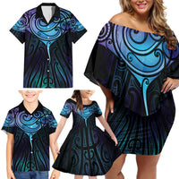 Aotearoa Maori Te Whai Rahi Family Matching Off Shoulder Short Dress and Hawaiian Shirt Tala - Nowhere You Could Go That I Won't Be With You - Polynesian Pride