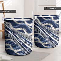 Polynesian Puakeniken Pikake Twisted Lei Laundry Basket Navy Blue LT7 - Polynesian Pride