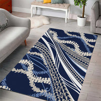 Polynesian Puakeniken Pikake Twisted Lei Area Rug Navy Blue - Polynesian Pride