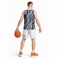 Polynesian Puakeniken Pikake Twisted Lei Basketball Jersey Navy Blue LT7 - Polynesian Pride