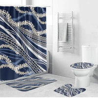 Polynesian Puakeniken Pikake Twisted Lei Bathroom Set Navy Blue - Polynesian Pride