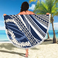 Polynesian Puakeniken Pikake Twisted Lei Beach Blanket Navy Blue - Polynesian Pride