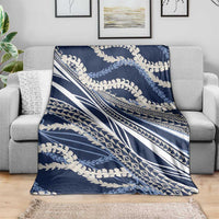Polynesian Puakeniken Pikake Twisted Lei Blanket Navy Blue - Polynesian Pride