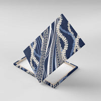 Polynesian Puakeniken Pikake Twisted Lei Canvas Wall Art Navy Blue LT7 With Frame Navy Blue - Polynesian Pride