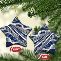 Polynesian Puakeniken Pikake Twisted Lei Ceramic Ornament Navy Blue - Polynesian Pride