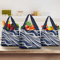 Polynesian Puakeniken Pikake Twisted Lei Grocery Bag Navy Blue - Polynesian Pride