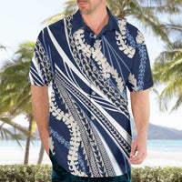 Polynesian Puakeniken Pikake Twisted Lei Hawaiian Shirt Navy Blue LT7 - Polynesian Pride