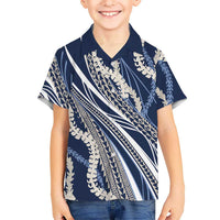 Polynesian Puakeniken Pikake Twisted Lei Hawaiian Shirt Navy Blue LT7 - Polynesian Pride