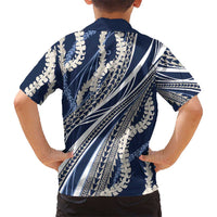 Polynesian Puakeniken Pikake Twisted Lei Hawaiian Shirt Navy Blue LT7 - Polynesian Pride