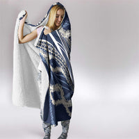 Polynesian Puakeniken Pikake Twisted Lei Hooded Blanket Navy Blue LT7 - Polynesian Pride