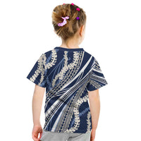 Polynesian Puakeniken Pikake Twisted Lei Kid T Shirt Navy Blue LT7 - Polynesian Pride