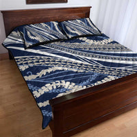 Polynesian Puakeniken Pikake Twisted Lei Quilt Bed Set Navy Blue - Polynesian Pride