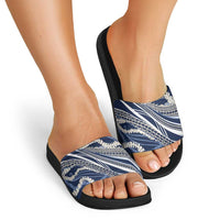 Polynesian Puakeniken Pikake Twisted Lei Slide Sandals Navy Blue LT7 - Polynesian Pride