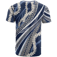 Polynesian Puakeniken Pikake Twisted Lei T Shirt Navy Blue - Polynesian Pride