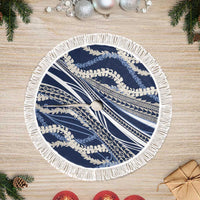 Polynesian Puakeniken Pikake Twisted Lei Tree Skirt Navy Blue LT7 Fringed Navy Blue - Polynesian Pride