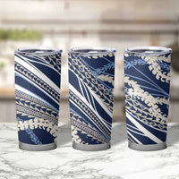 Polynesian Puakeniken Pikake Twisted Lei Tumbler Cup Navy Blue LT7 - Polynesian Pride