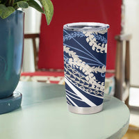 Polynesian Puakeniken Pikake Twisted Lei Tumbler Cup Navy Blue LT7 - Polynesian Pride