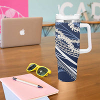 Polynesian Puakeniken Pikake Twisted Lei Tumbler With Handle Navy Blue LT7 - Polynesian Pride