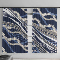 Polynesian Puakeniken Pikake Twisted Lei Window Curtain Navy Blue - Polynesian Pride