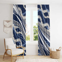 Polynesian Puakeniken Pikake Twisted Lei Window Curtain Navy Blue - Polynesian Pride