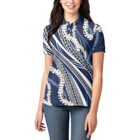 Polynesian Puakeniken Pikake Twisted Lei Women Polo Shirt Navy Blue LT7 - Polynesian Pride