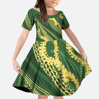 Polynesian Puakeniken Pikake Twisted Lei Family Matching Puletasi and Hawaiian Shirt Emerald - Polynesian Pride