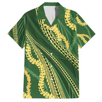 Polynesian Puakeniken Pikake Twisted Lei Family Matching Short Sleeve Bodycon Dress and Hawaiian Shirt Emerald - Polynesian Pride