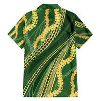 Polynesian Puakeniken Pikake Twisted Lei Family Matching Tank Maxi Dress and Hawaiian Shirt Emerald - Polynesian Pride