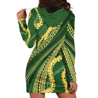 Polynesian Puakeniken Pikake Twisted Lei Hoodie Dress Emerald - Polynesian Pride