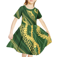 Polynesian Puakeniken Pikake Twisted Lei Kid Short Sleeve Dress Emerald LT7 - Polynesian Pride