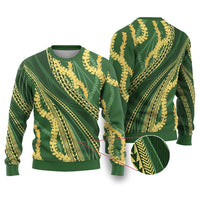 Polynesian Puakeniken Pikake Twisted Lei Ugly Christmas Sweater Emerald - Polynesian Pride