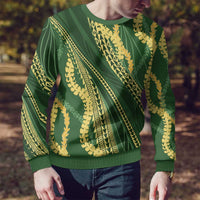 Polynesian Puakeniken Pikake Twisted Lei Ugly Christmas Sweater Emerald - Polynesian Pride